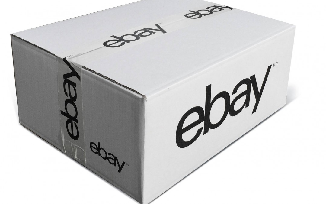 The eBay shipping carton and packing tape eBay